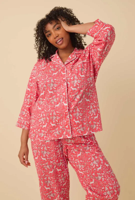 Darling Deer 3/4  Sleeve Classic Woven Cotton Cropped PJ Set sold by BedHead
