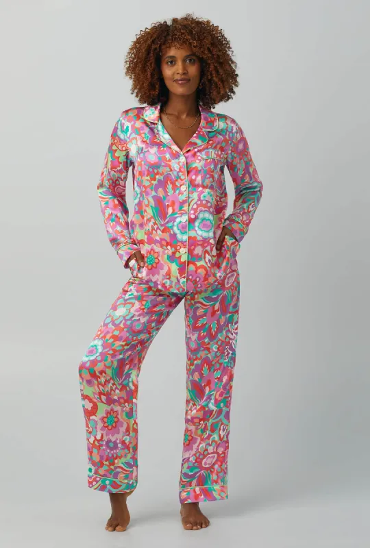 BedHead x Trina Turk Summer Floral Long Sleeve Classic Washable Silk PJ Set sold by BedHead