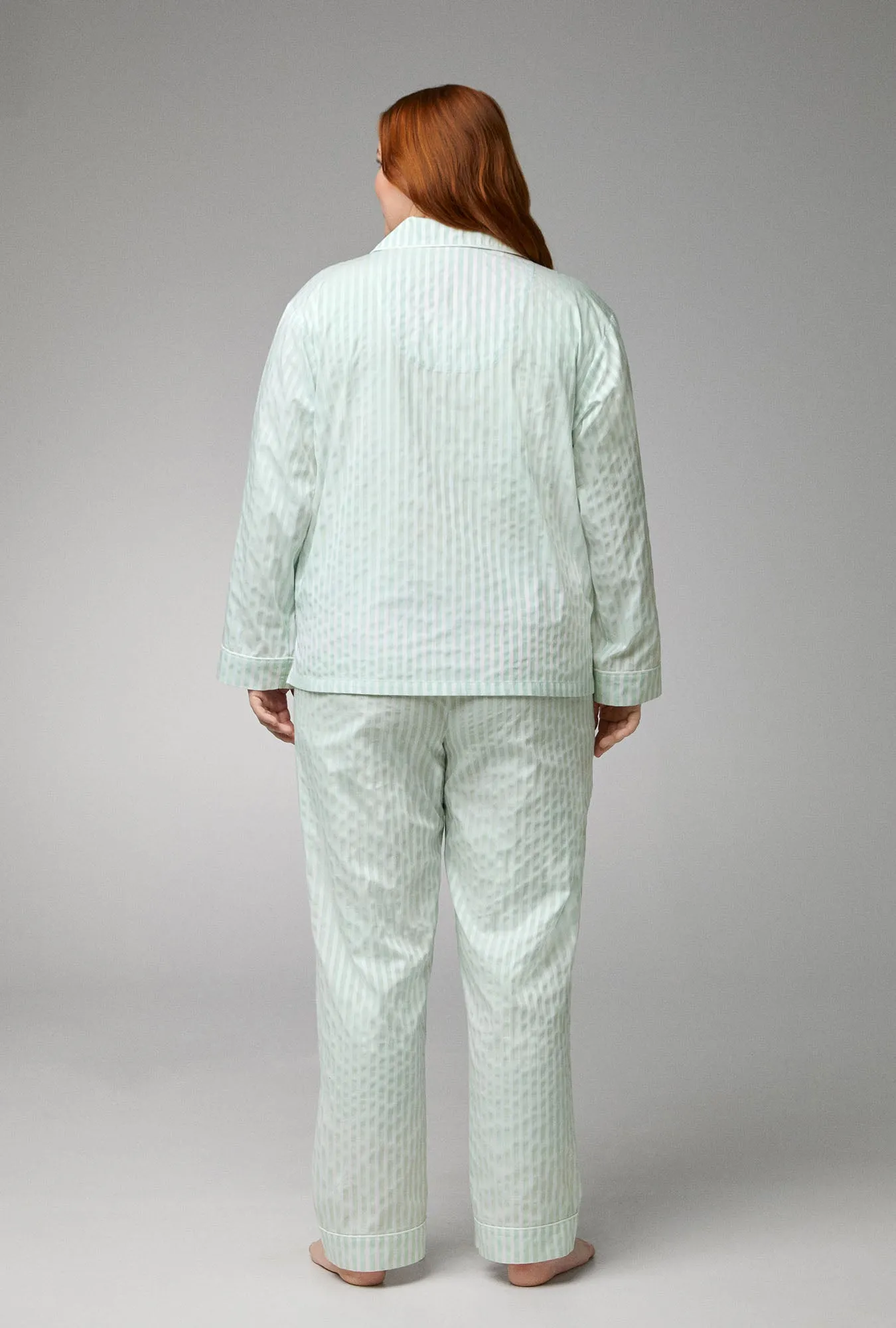 Mint Signature Stripe Long Sleeve Classic Woven Cotton Sateen PJ Set sold by BedHead product image thumbnail 5