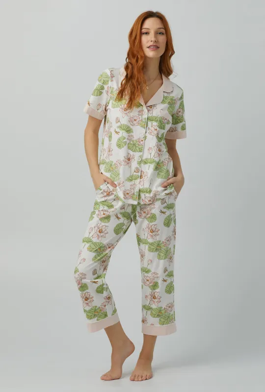 Lily Pond Short Sleeve Classic Stretch Jersey Cropped PJ Set sold by BedHead