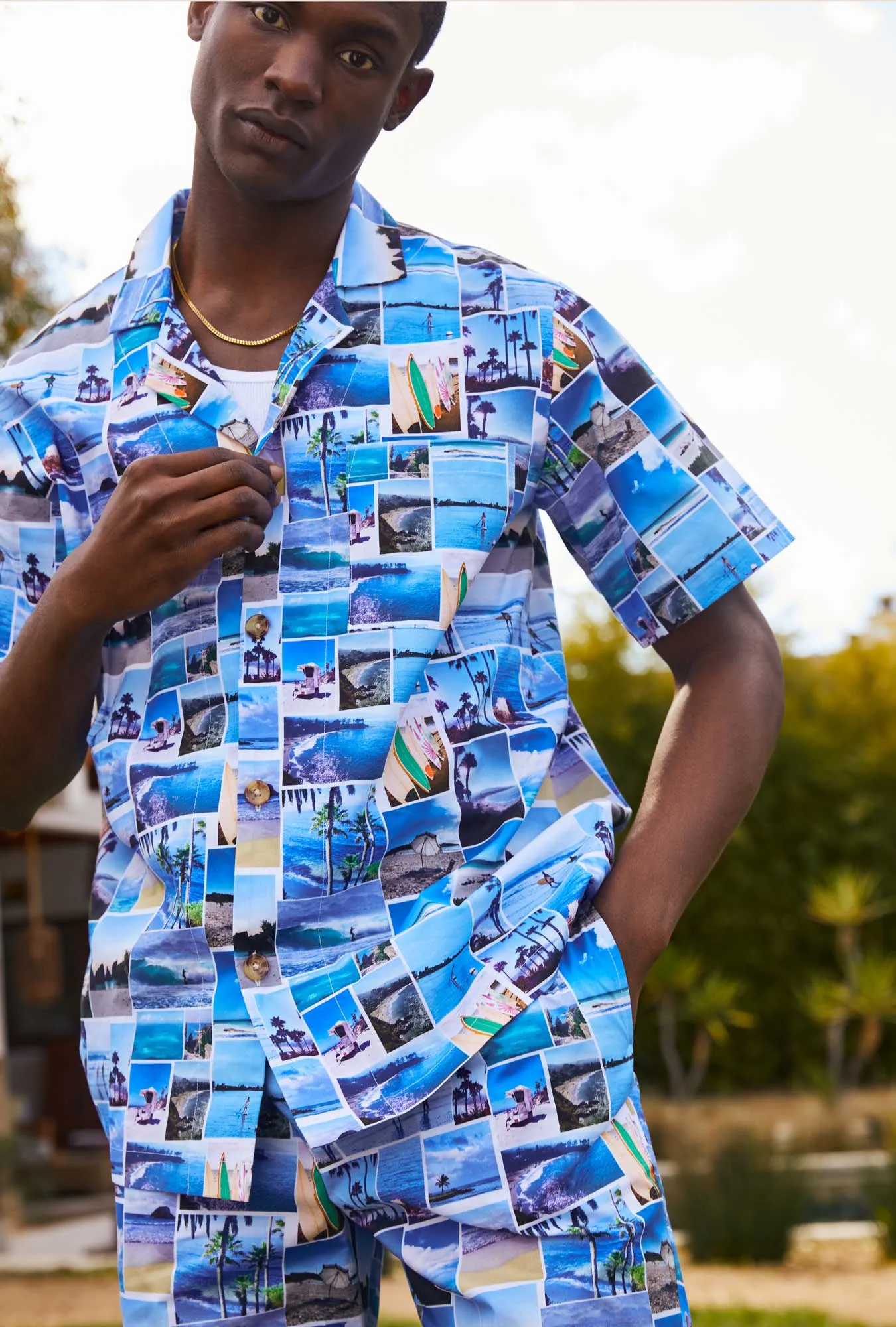 Beach Day Men's Short Sleeve Notch Woven Cotton Poplin Boxer PJ Set sold by BedHead