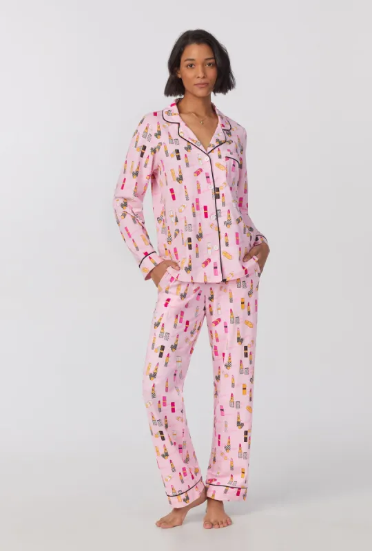 Pretty In Pink Long Sleeve Classic Stretch Jersey PJ Set sold by BedHead