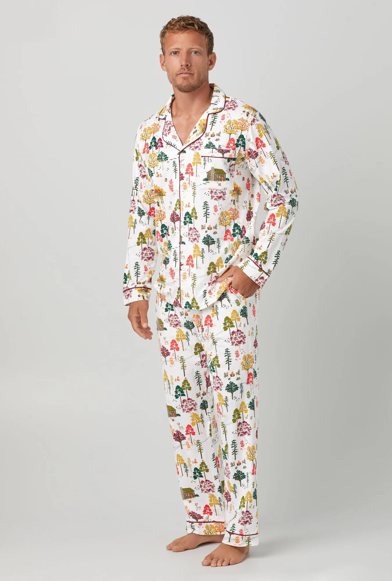 Forest Retreat Men's Long Sleeve Classic Stretch Jersey PJ Set sold by BedHead
