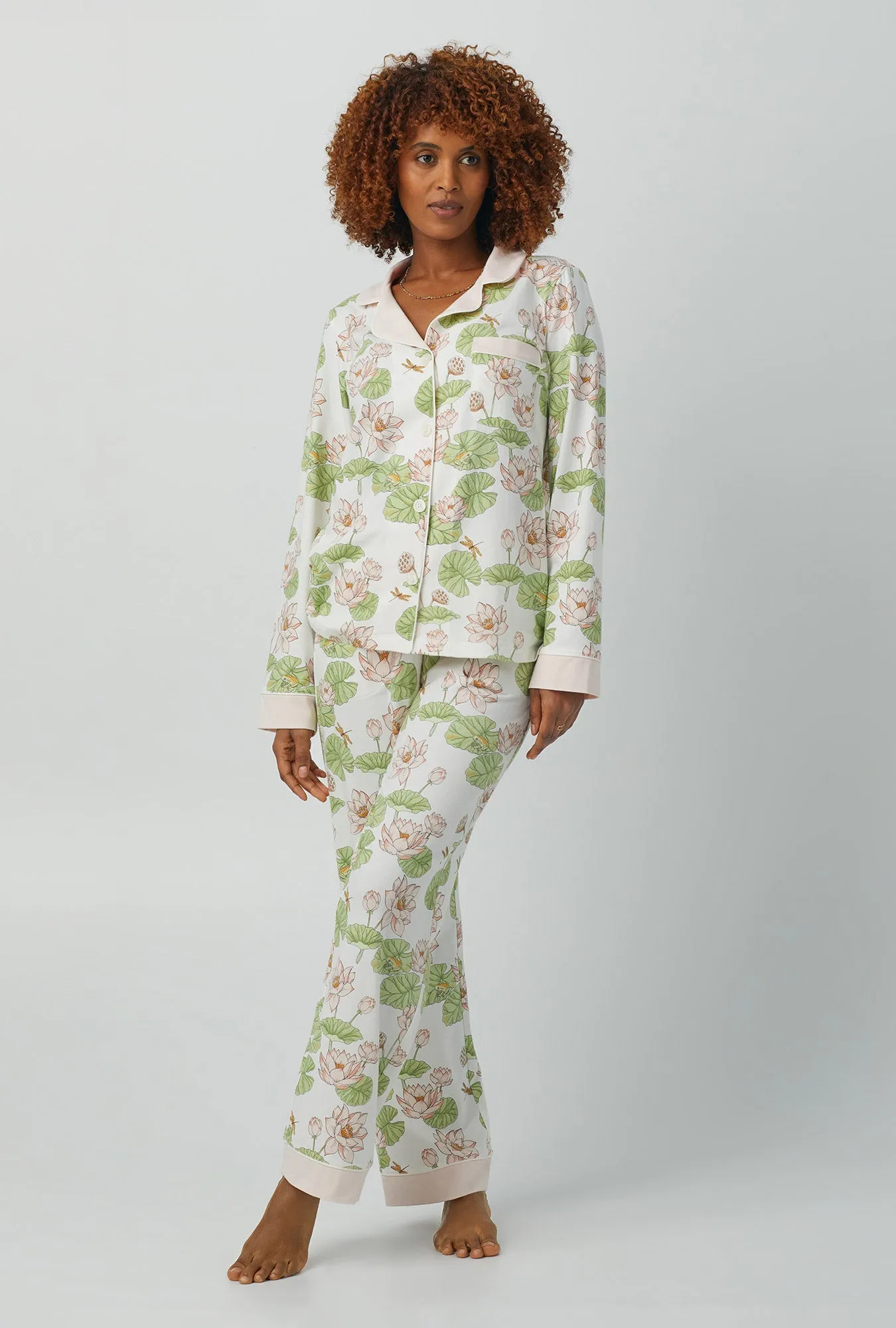 Lily Pond Long Sleeve Classic Stretch Jersey PJ Set sold by BedHead