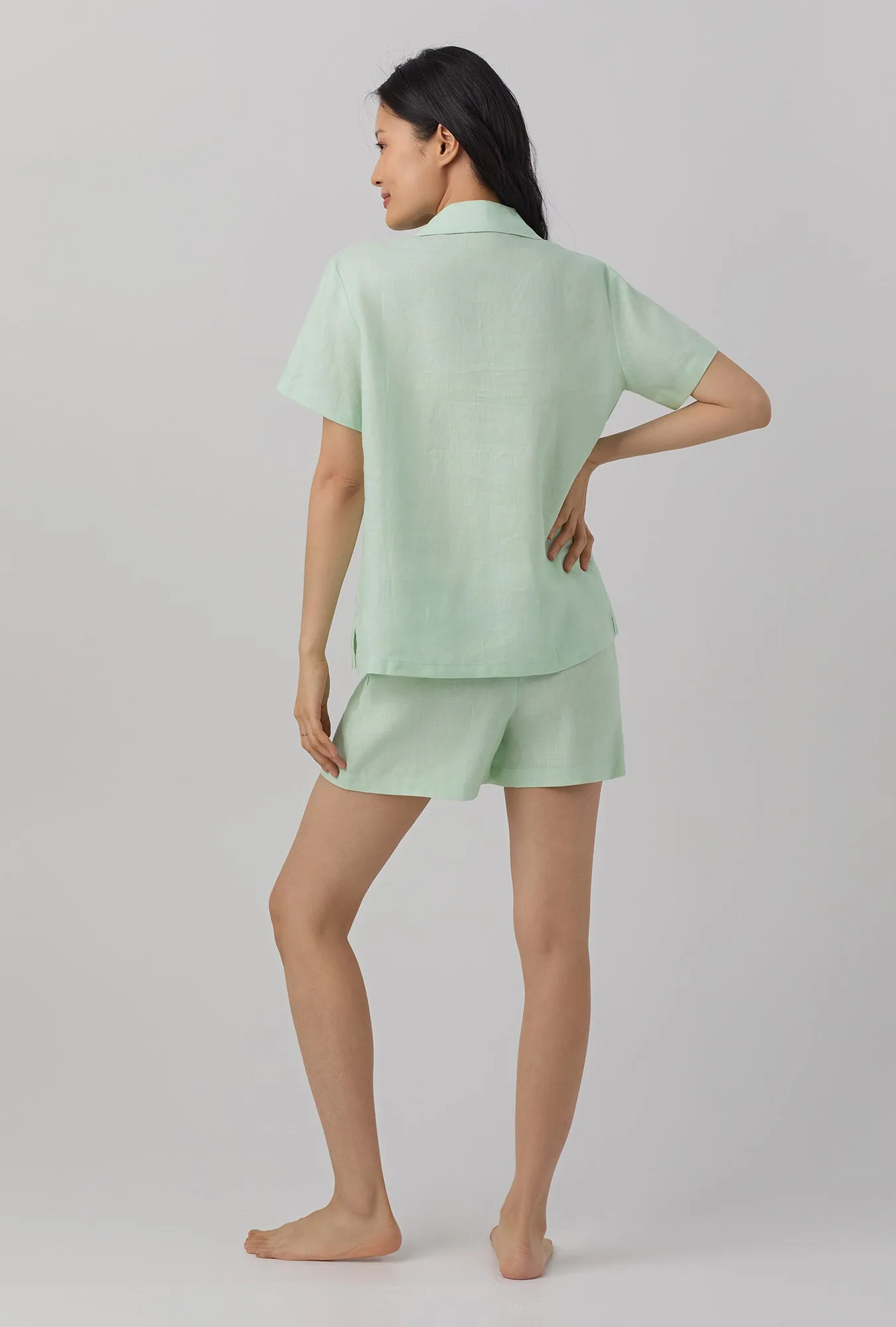 Mint Short Sleeve Classic Shorty Woven Linen PJ Set sold by BedHead product image thumbnail 5