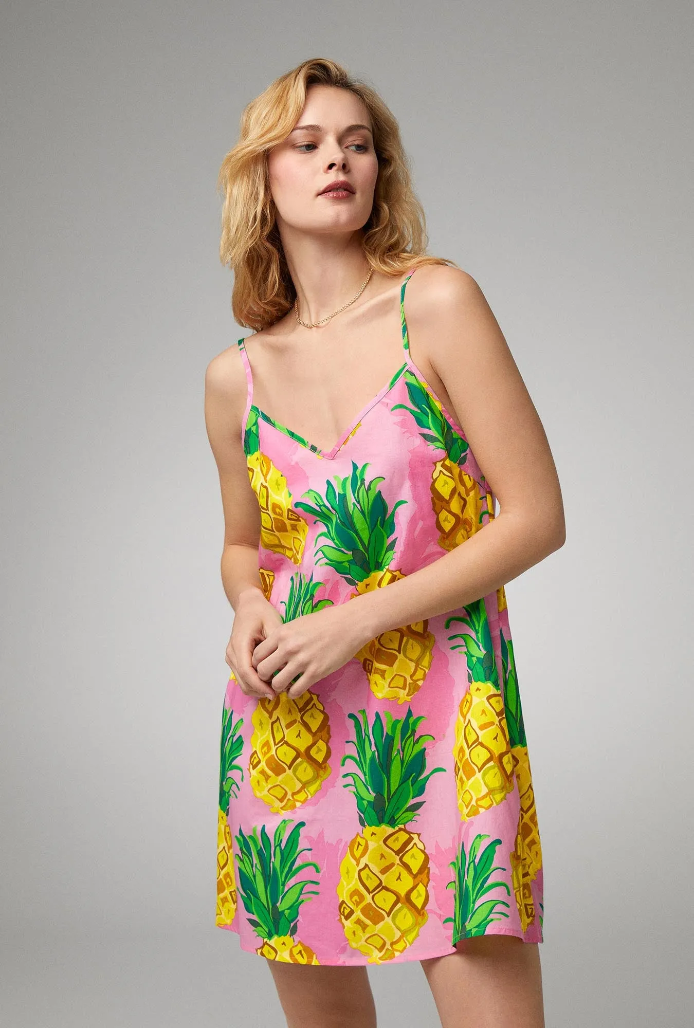 BedHead x Trina Turk Pineapple Woven Poplin Chemise sold by BedHead product image thumbnail 4