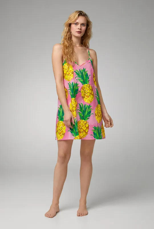 BedHead x Trina Turk Pineapple Woven Poplin Chemise sold by BedHead