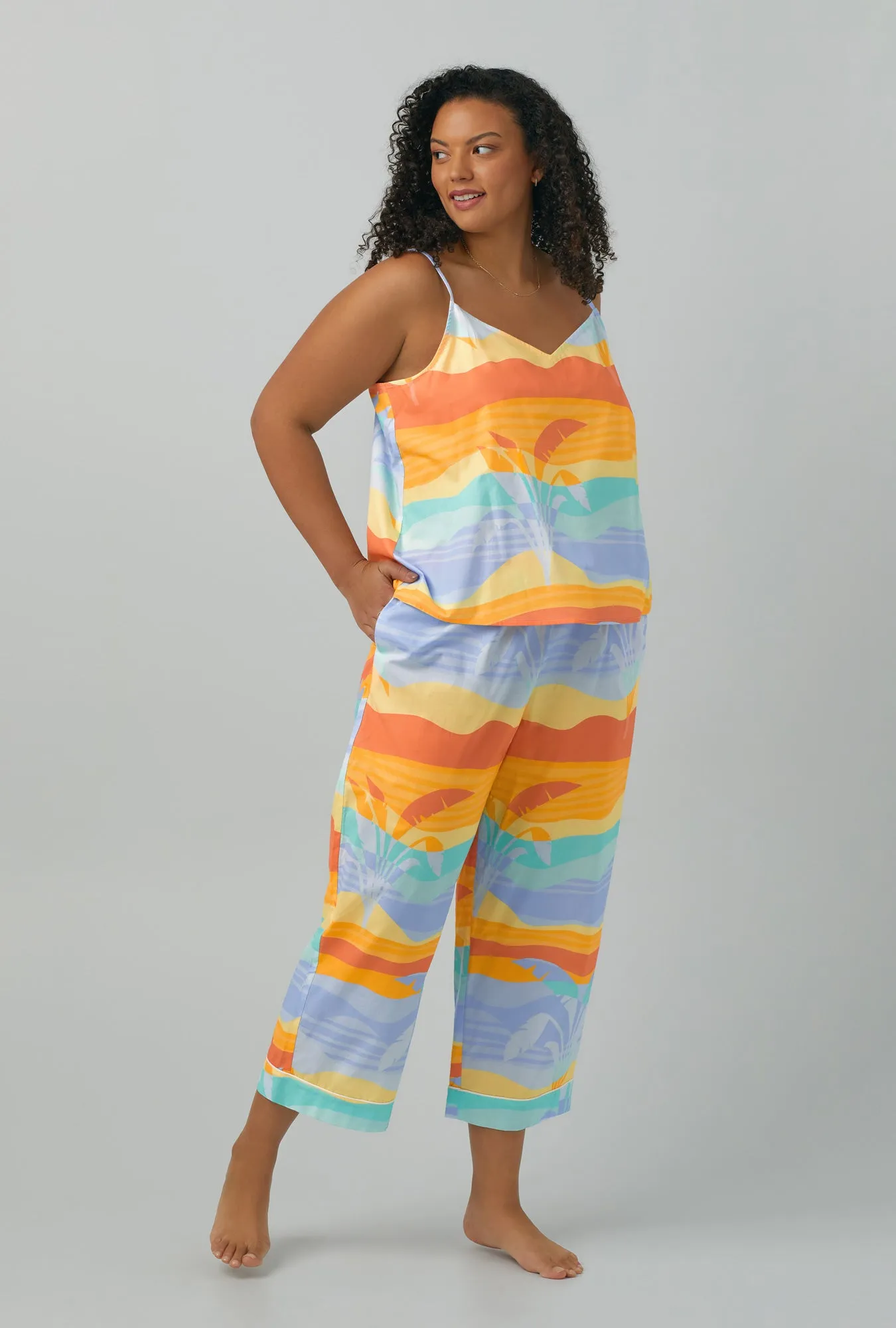 Desert Palms Tank Woven Cotton Poplin Cropped PJ Set sold by BedHead product image thumbnail 5