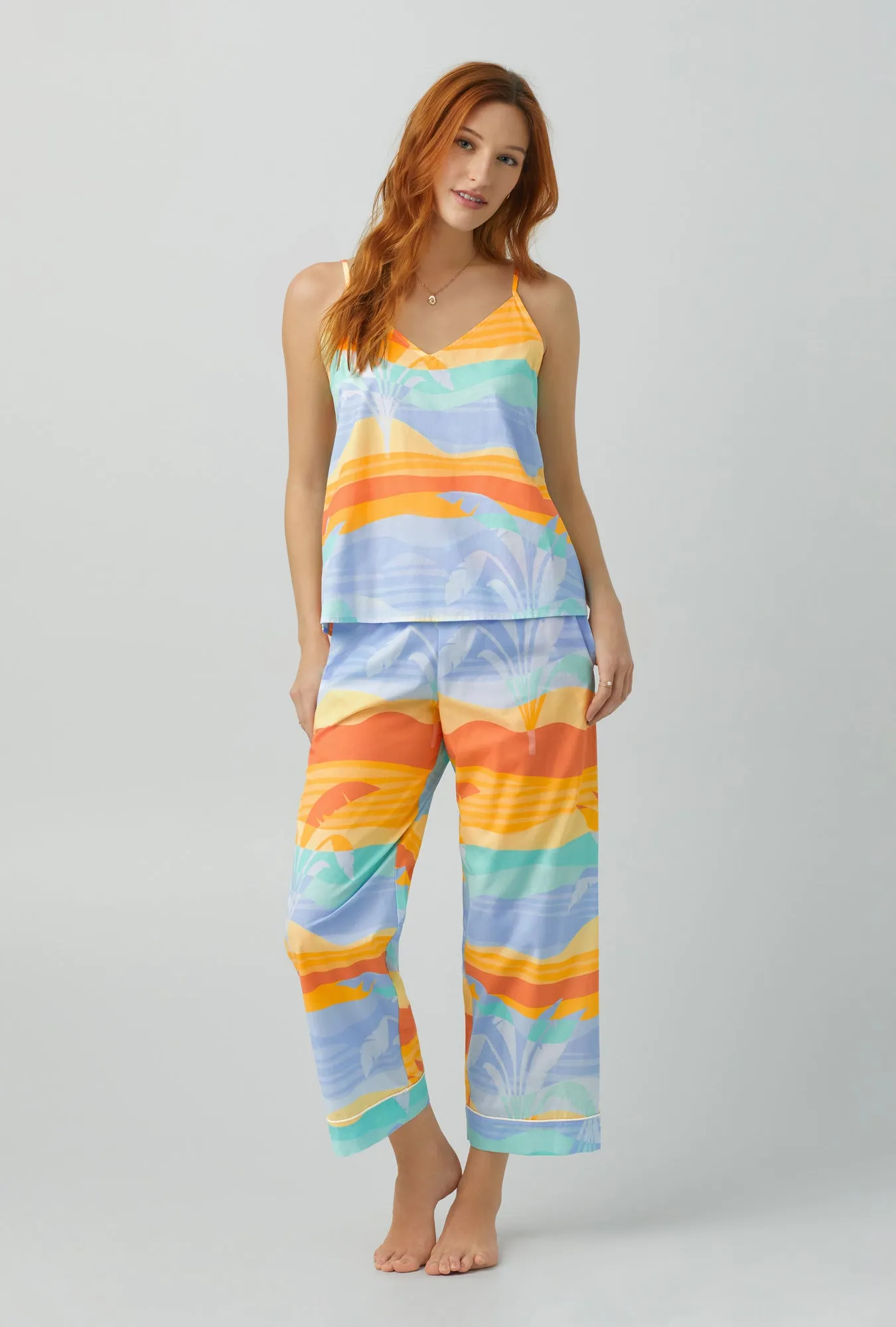 Desert Palms Tank Woven Cotton Poplin Cropped PJ Set sold by BedHead product image thumbnail 2