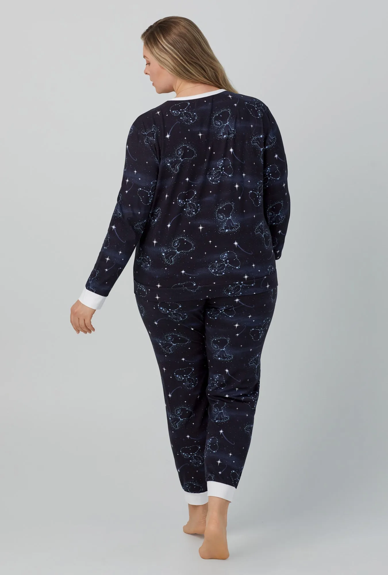 Celestial Snoopy Long Sleeve Pullover Crew and Jogger Stretch Jersey PJ Set sold by BedHead product image thumbnail 4