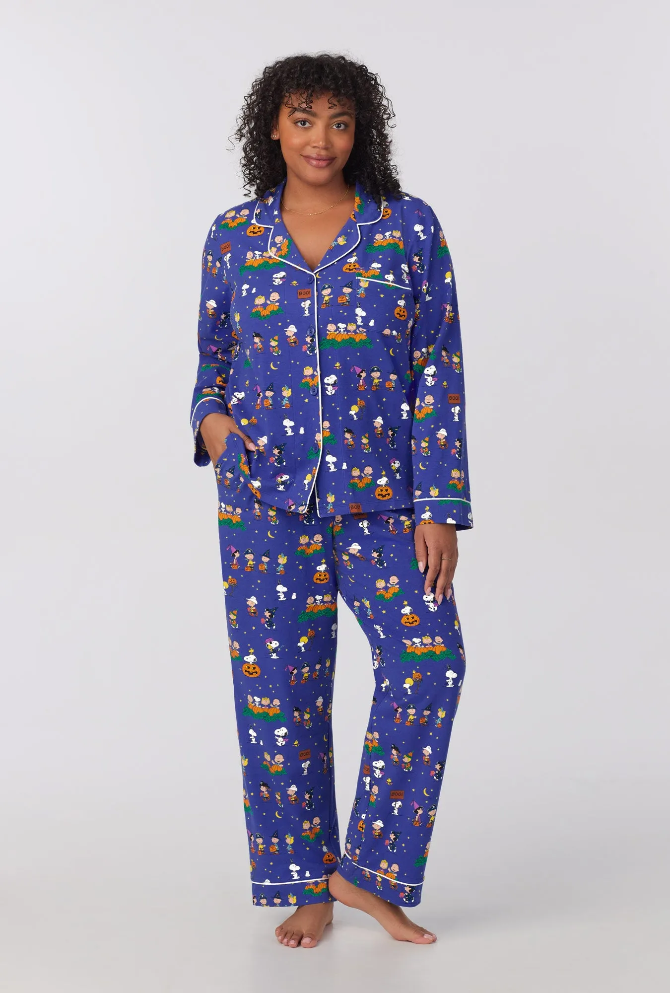 It’s The Great Pumpkin Long Sleeve Classic Stretch Jersey PJ Set sold by BedHead product image thumbnail 5