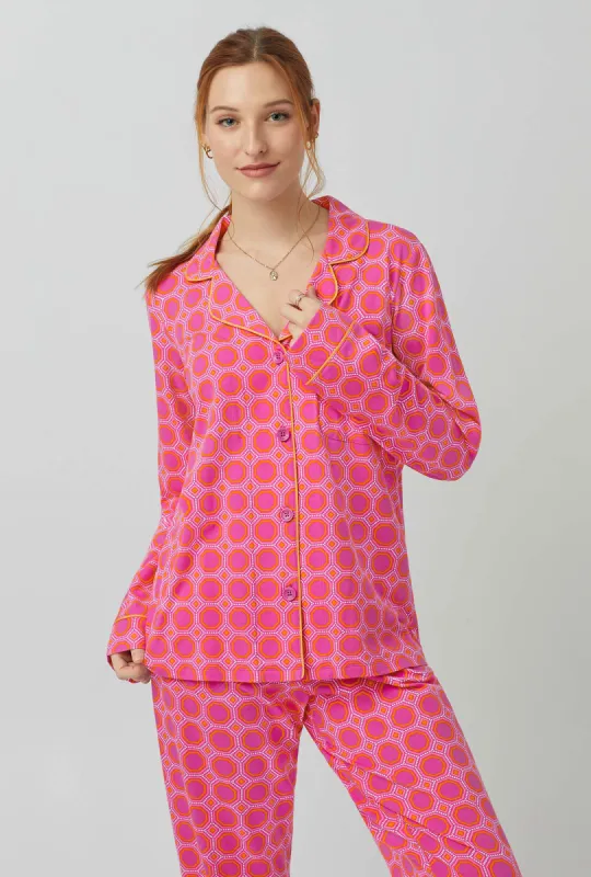 BedHead x Trina Turk Geo Hex Long Sleeve Classic Stretch Jersey PJ Set sold by BedHead
