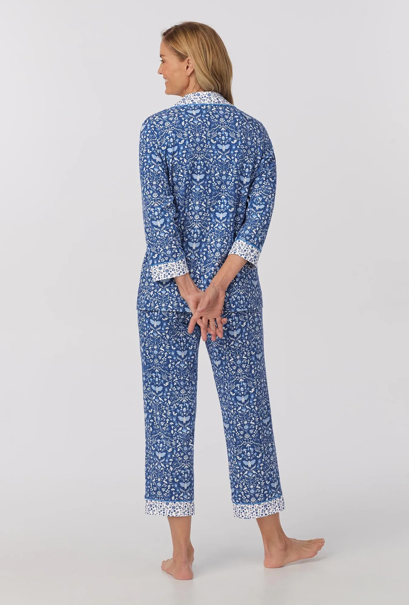 Through The Woods 3/4 Sleeve Classic Stretch Jersey Cropped PJ Set sold by BedHead product image thumbnail 4