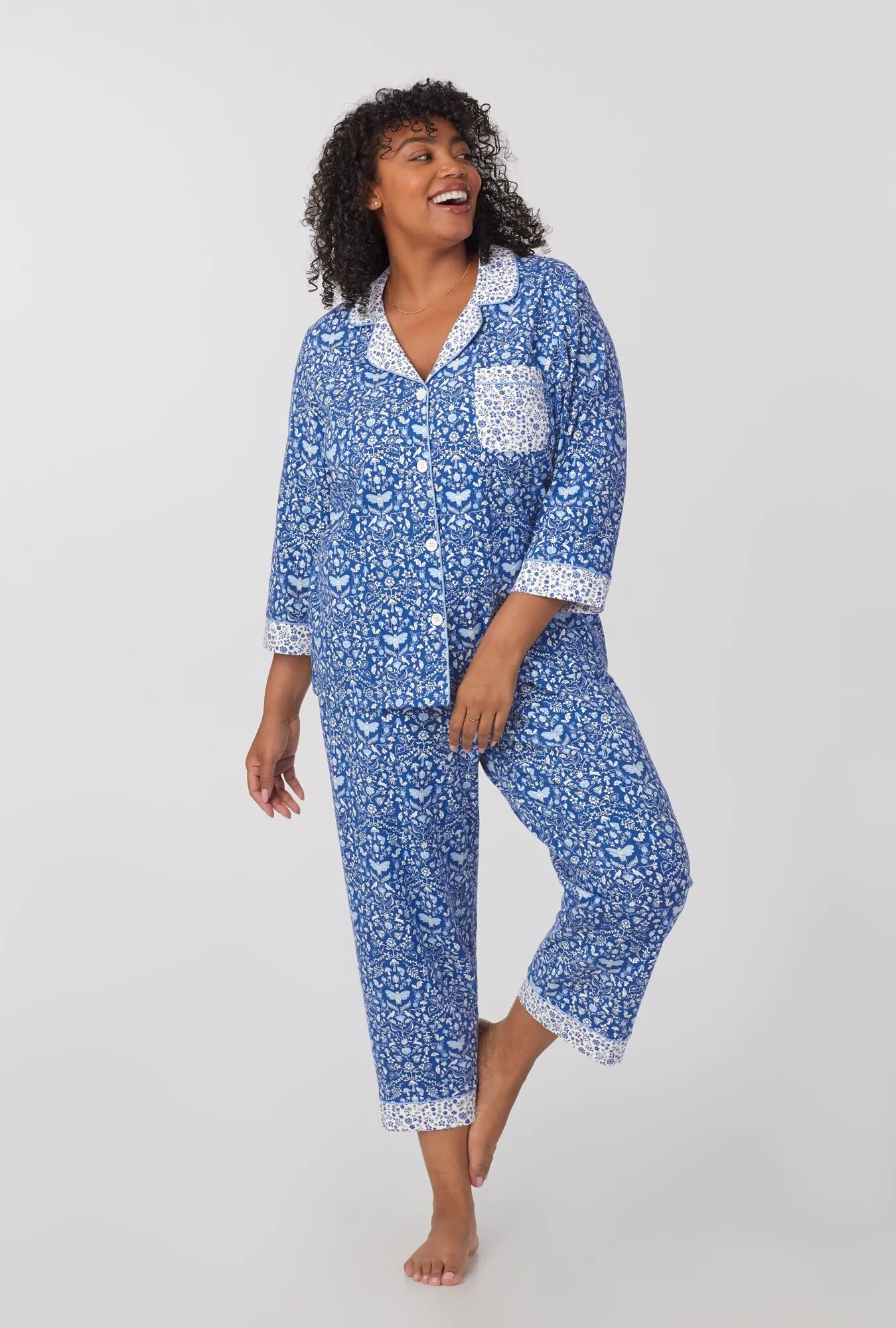 Through The Woods 3/4 Sleeve Classic Stretch Jersey Cropped PJ Set sold by BedHead product image thumbnail 5