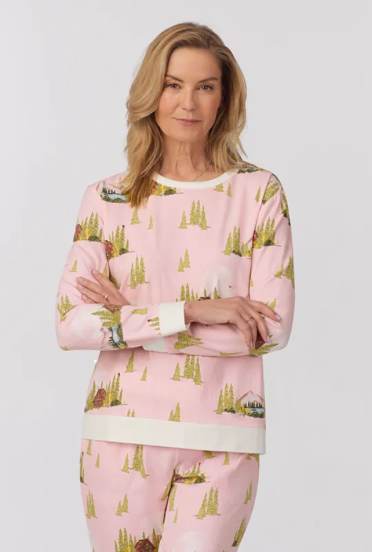 Pine Lake Long Sleeve Pullover Crew and Jogger Stretch Jersey PJ Set sold by BedHead