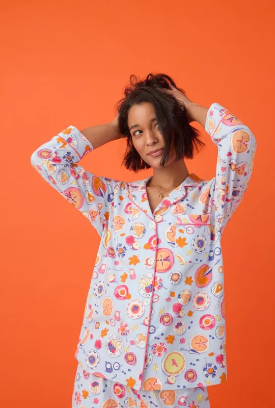 Pie Feast 3/4 Sleeve Classic Stretch Jersey Cropped PJ Set sold by BedHead