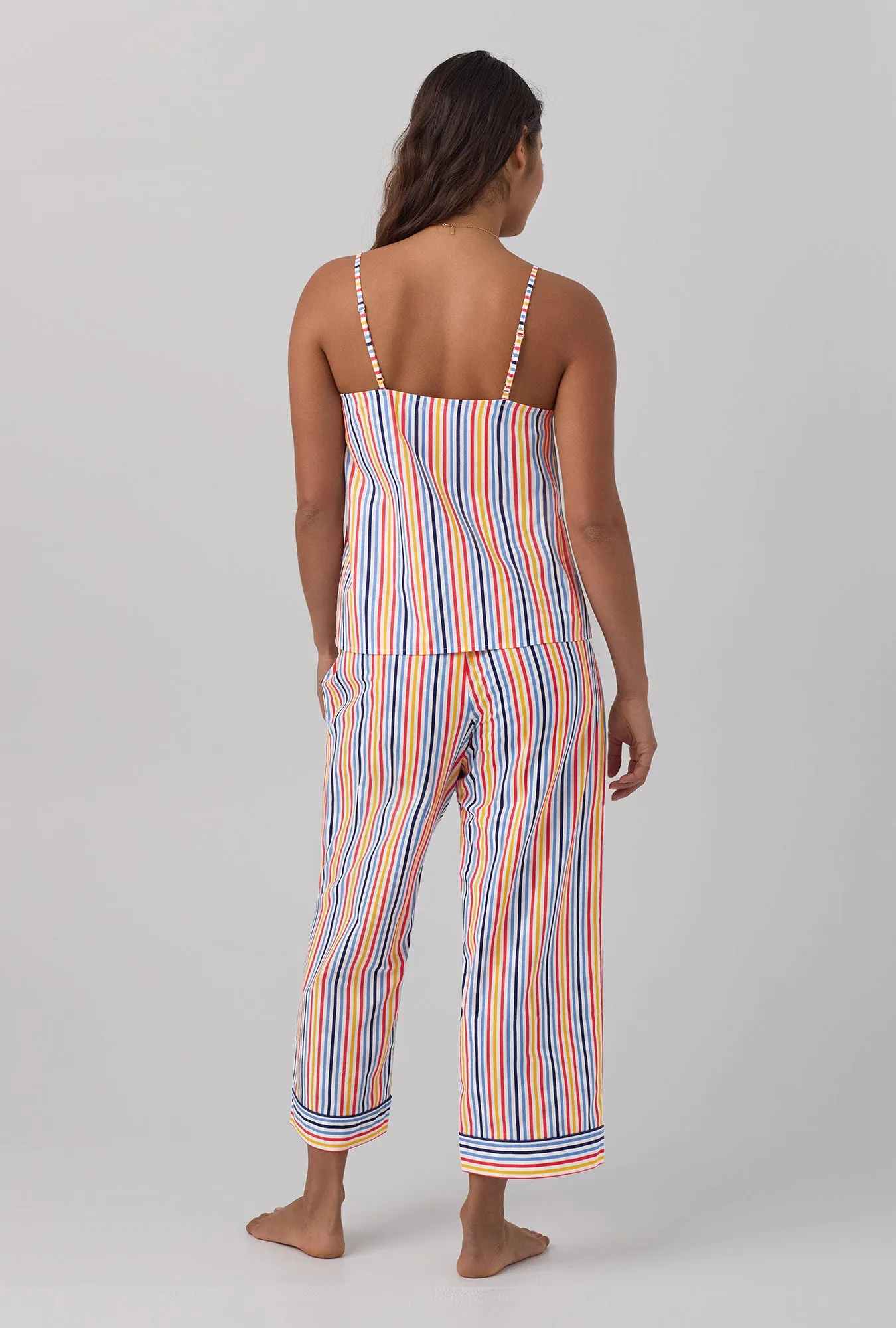 Maritime Stripe Tank Woven Cotton Poplin Cropped PJ Set sold by BedHead product image thumbnail 4