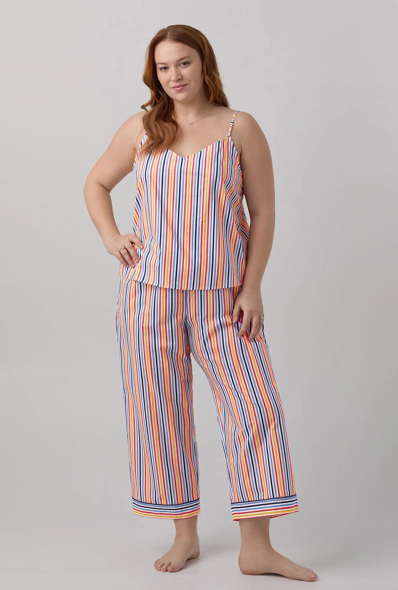 Maritime Stripe Tank Woven Cotton Poplin Cropped PJ Set sold by BedHead product image thumbnail 5