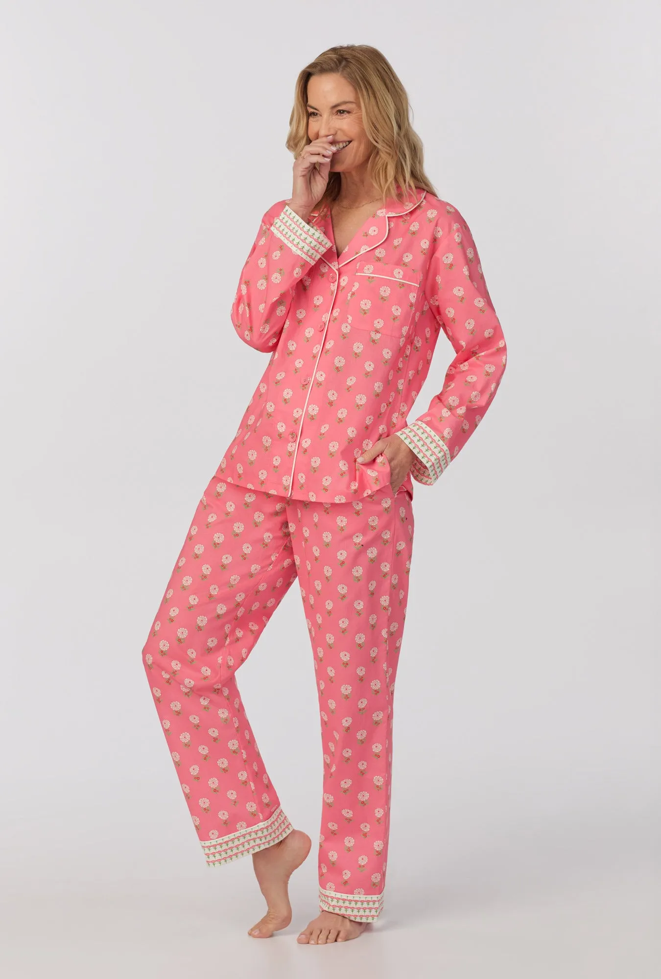 Monarch Flowers Long Sleeve Classic Woven Cotton Poplin PJ Set sold by BedHead product image thumbnail 3