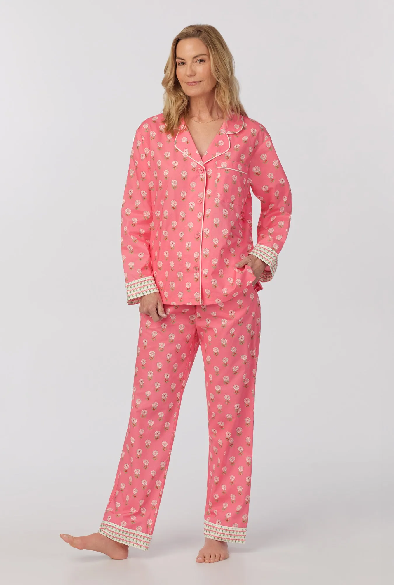 Monarch Flowers Long Sleeve Classic Woven Cotton Poplin PJ Set sold by BedHead product image thumbnail 2
