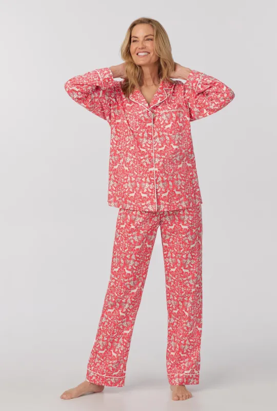 Darling Deer Long Sleeve Classic Woven Cotton Poplin PJ Set sold by BedHead