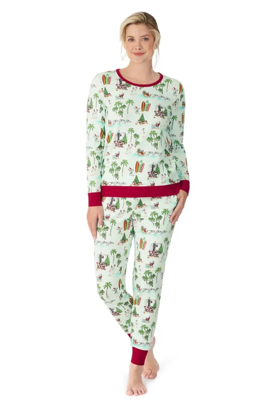 Warm Wishes Long Sleeve Pullover Crew and Jogger Stretch Jersey PJ Set sold by BedHead