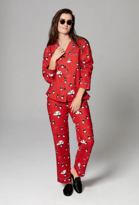 Penguin Suit Long Sleeve Classic Woven Cotton Poplin PJ Set sold by BedHead