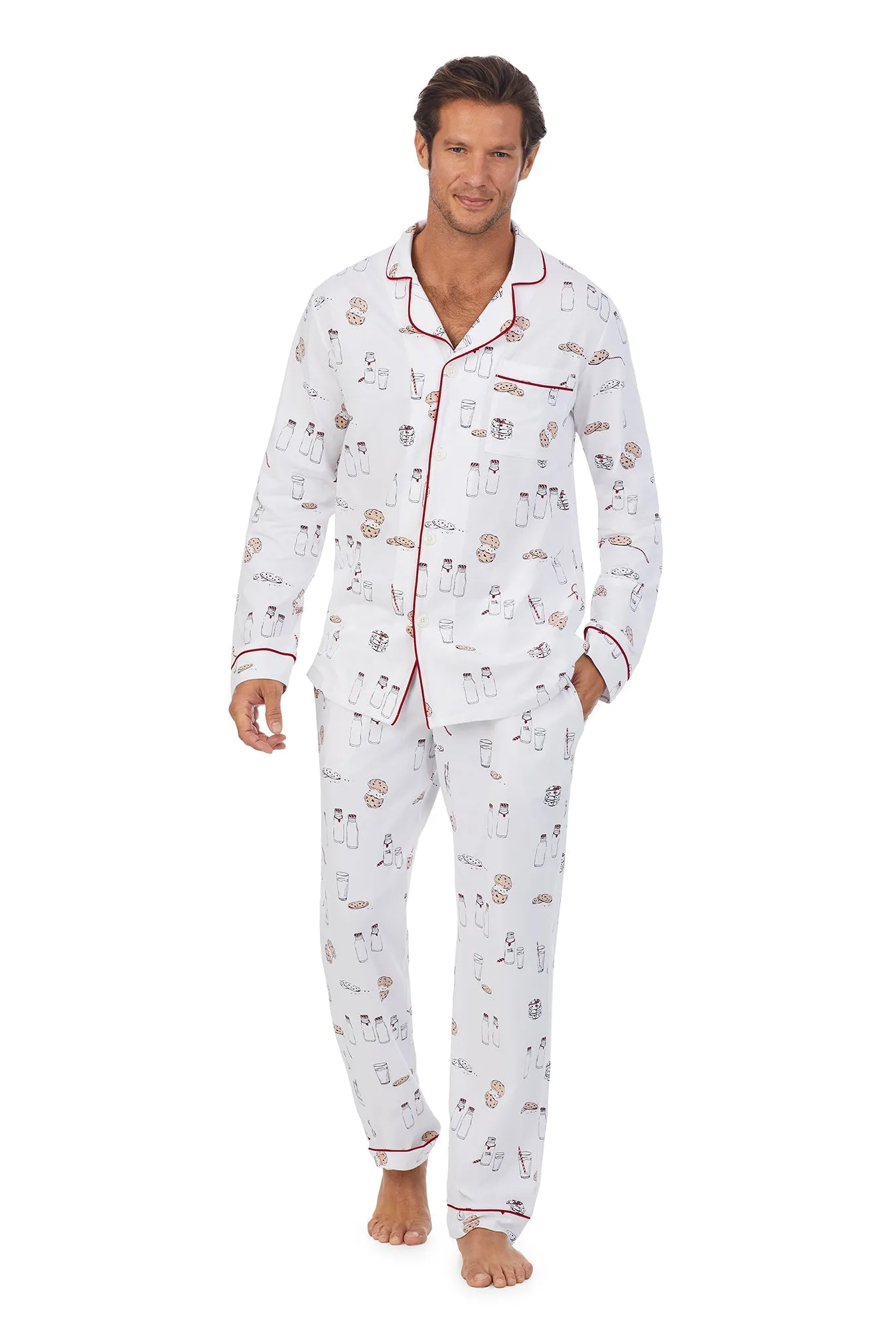 Milk and Cookies Men's Long Sleeve Classic Stretch Jersey PJ Set sold by BedHead