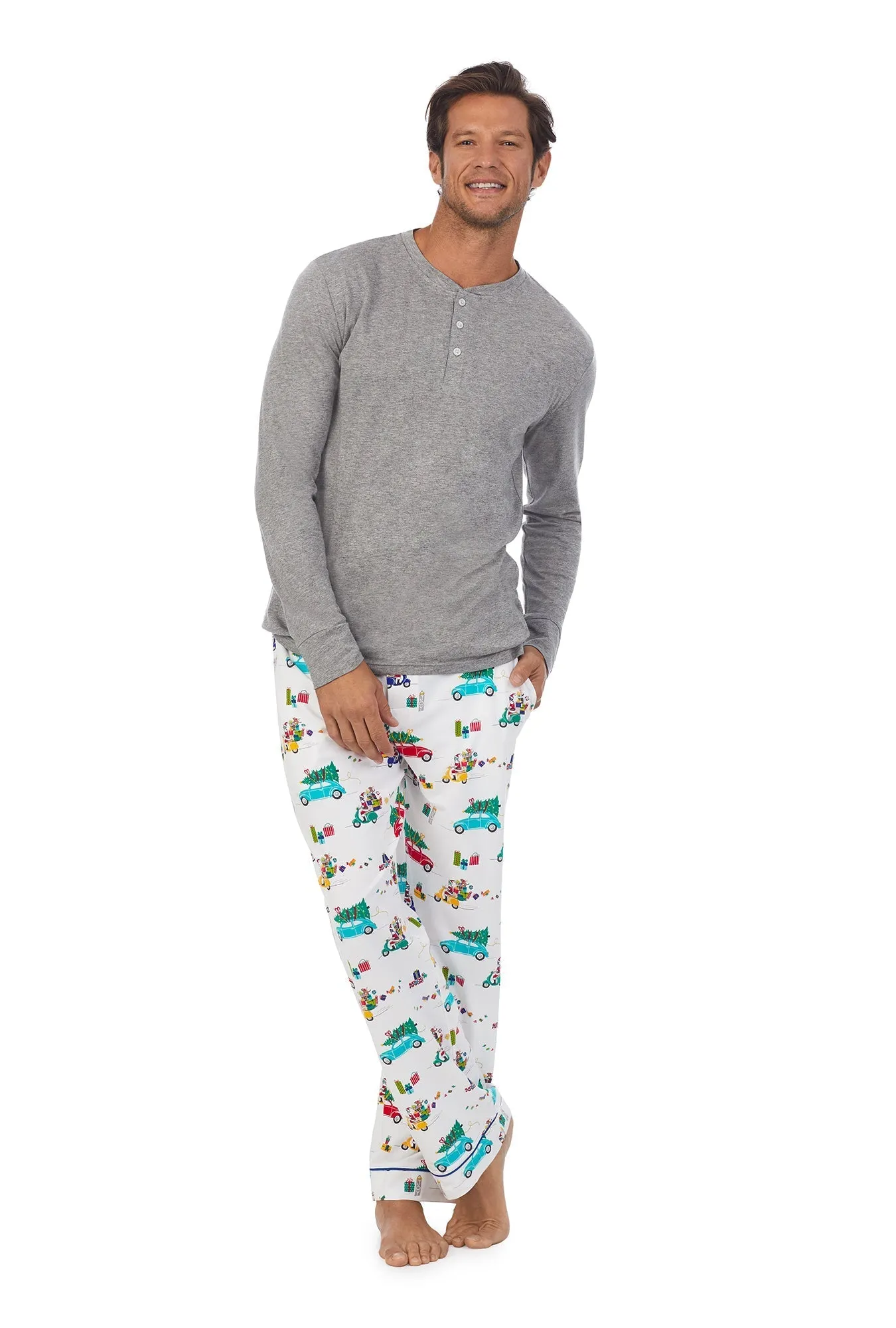 Holiday Rush Men's Henley Stretch Jersey PJ Set sold by BedHead product image thumbnail 4