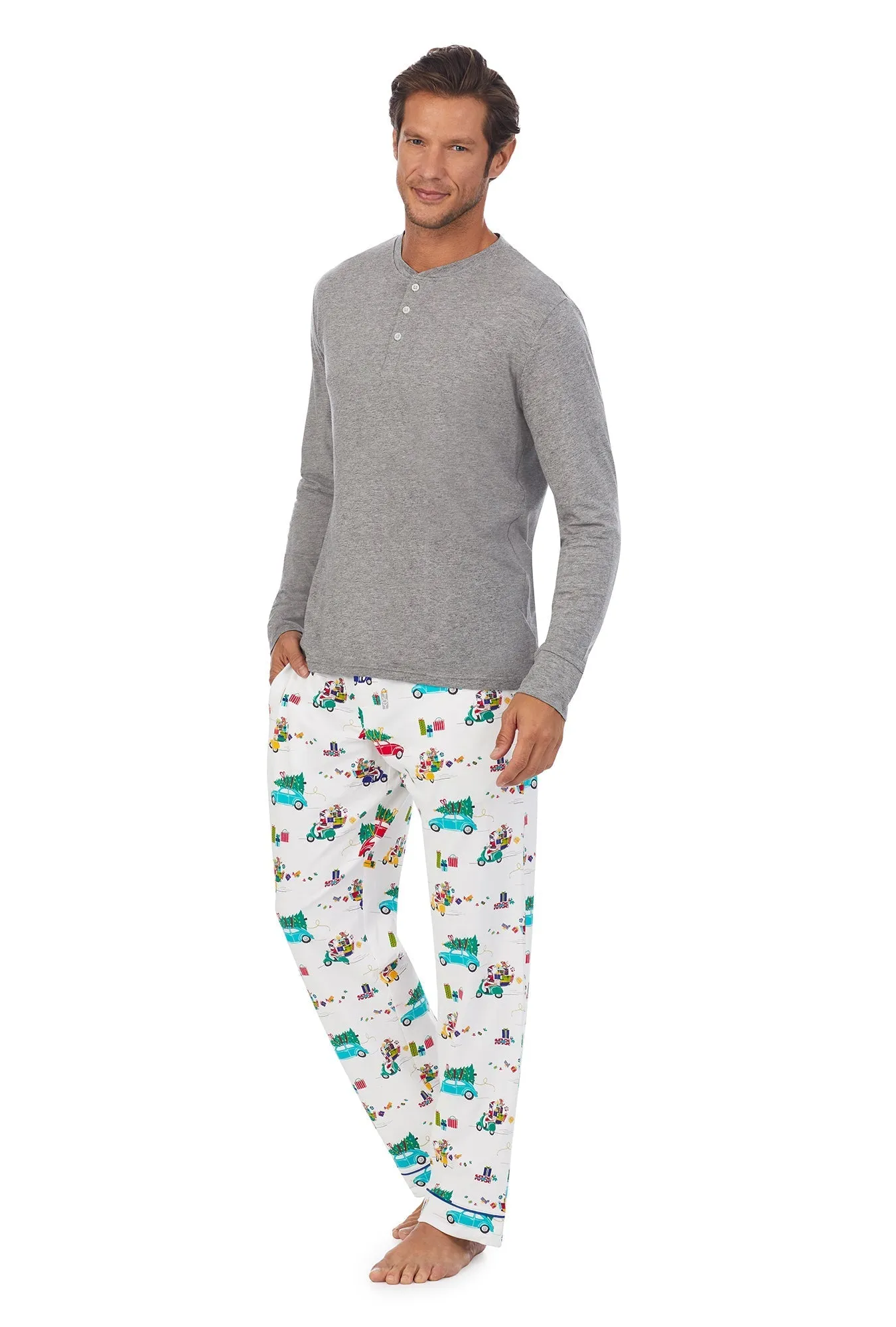 Holiday Rush Men's Henley Stretch Jersey PJ Set sold by BedHead