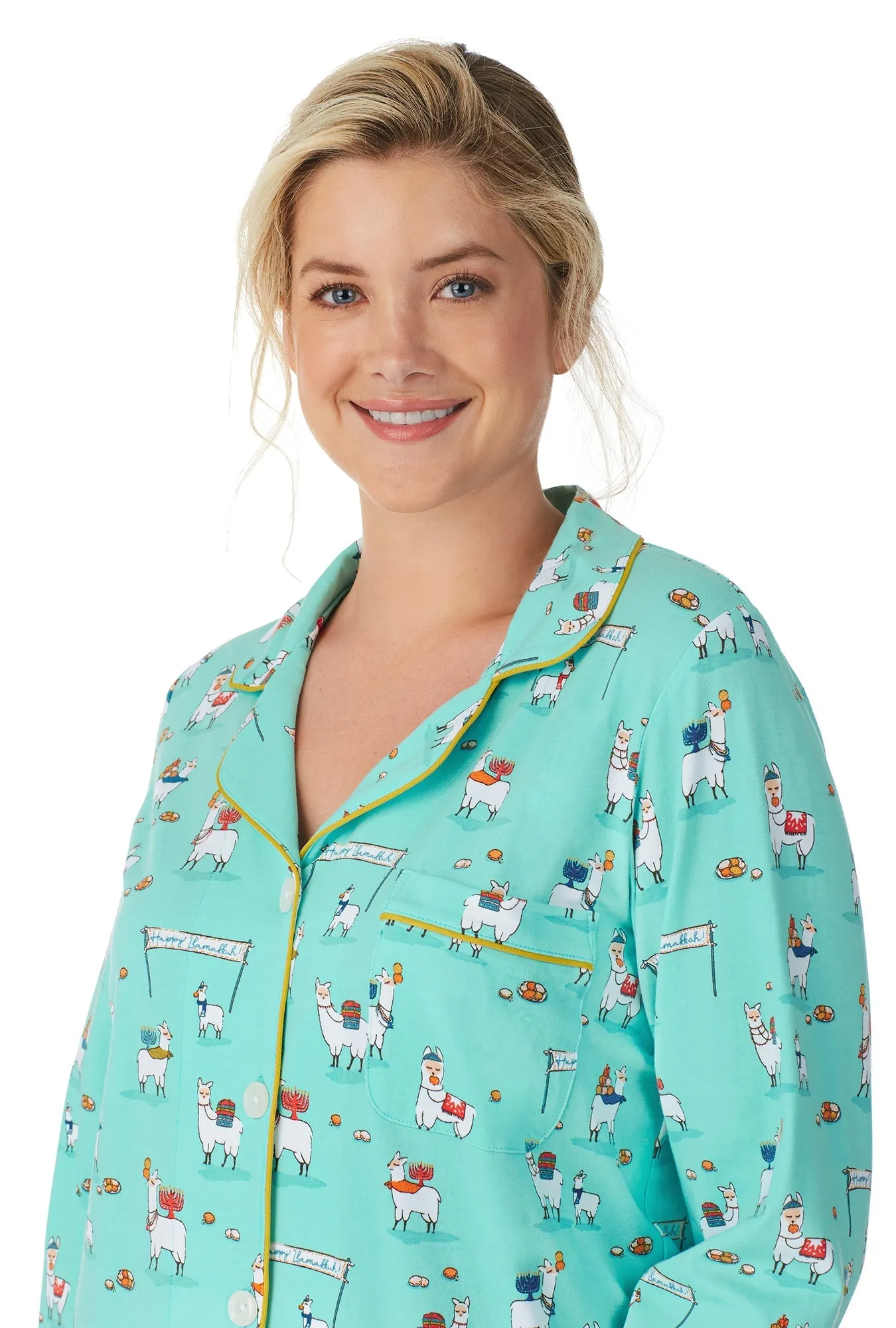 Happy Llamakkah Long Sleeve Classic Stretch Jersey PJ Set sold by BedHead product image thumbnail 4