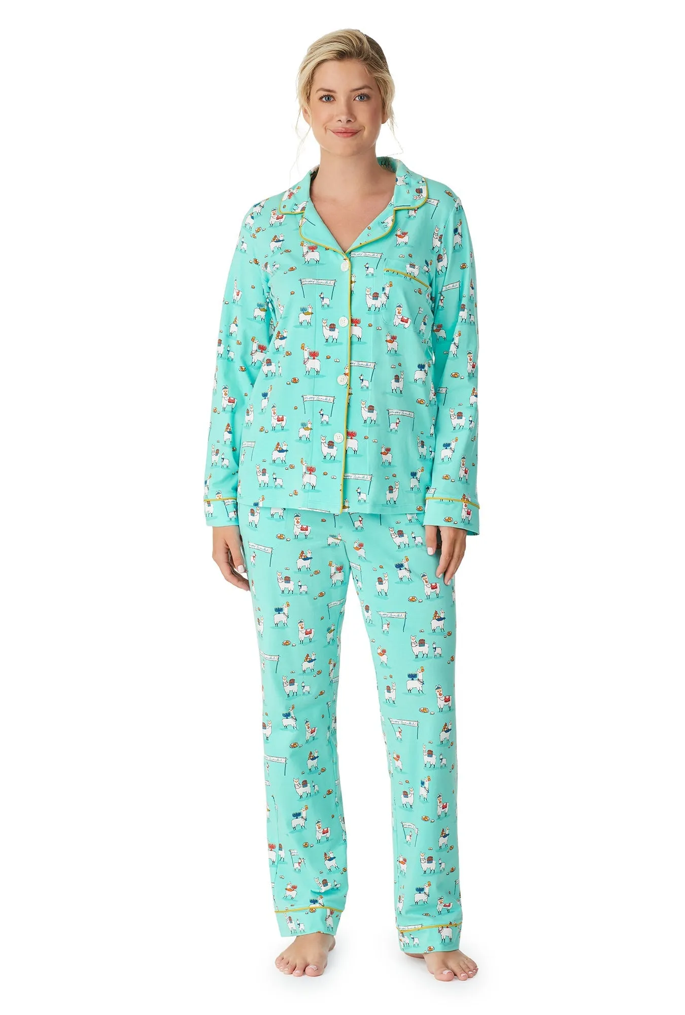 Happy Llamakkah Long Sleeve Classic Stretch Jersey PJ Set sold by BedHead