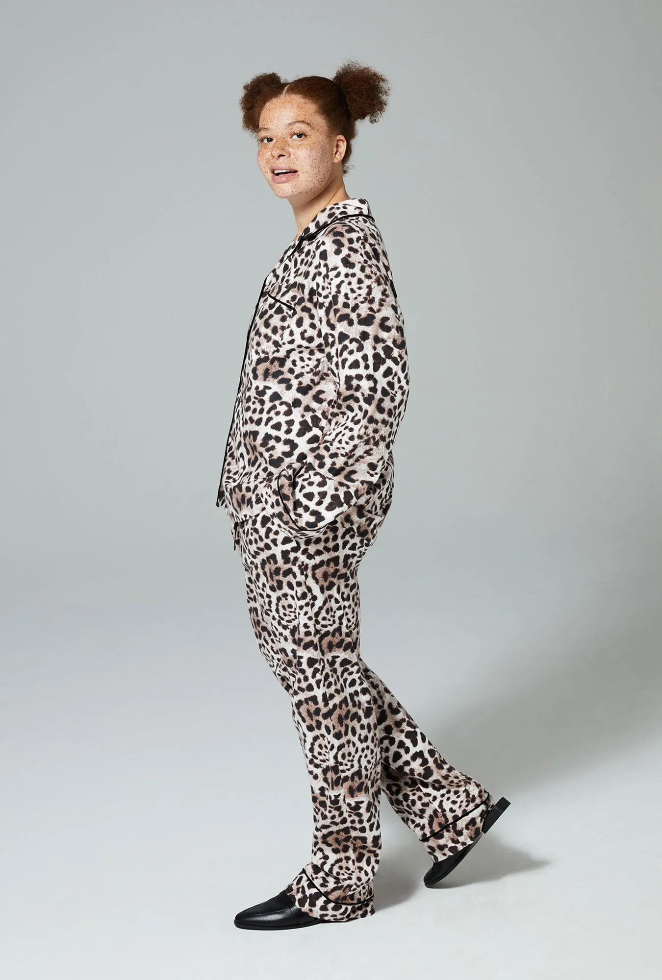 Charming Cheetah Long Sleeve Classic Woven Cotton Flannel PJ Set sold by BedHead product image thumbnail 5