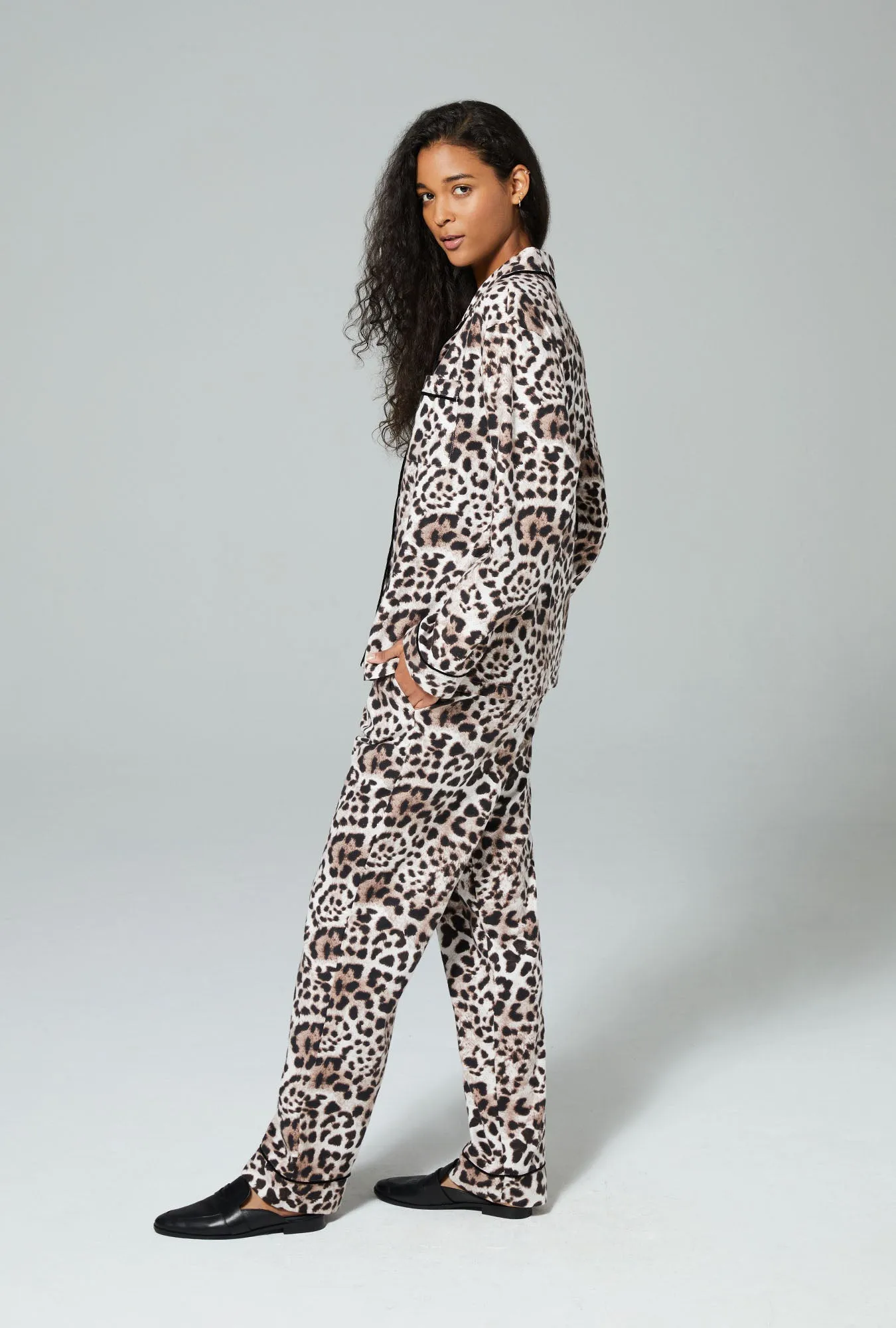 Charming Cheetah Long Sleeve Classic Woven Cotton Flannel PJ Set sold by BedHead product image thumbnail 2