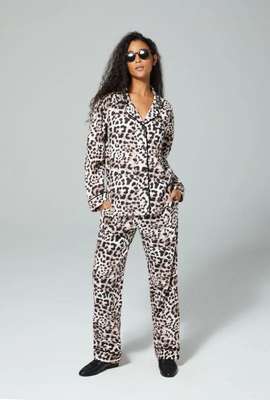 Charming Cheetah Long Sleeve Classic Woven Cotton Flannel PJ Set sold by BedHead