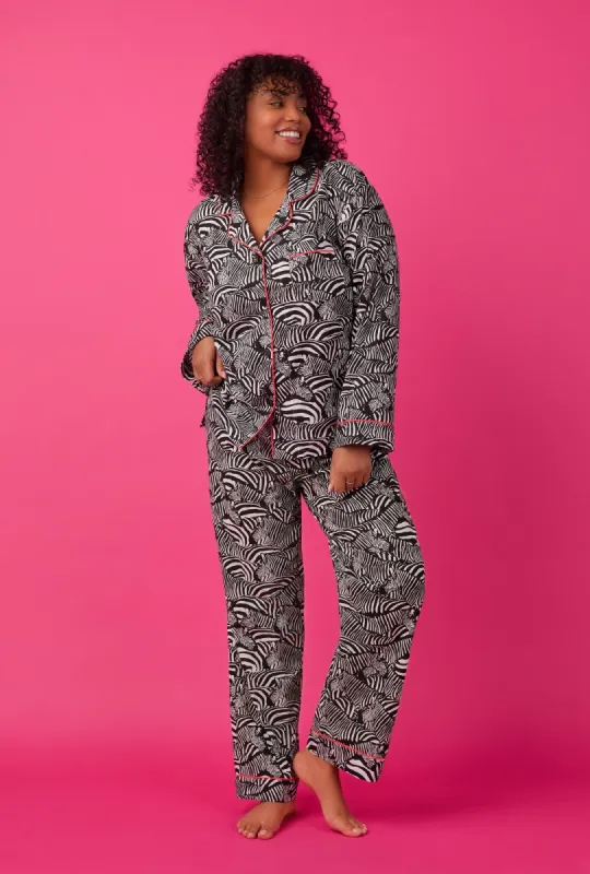 BedHead x Trina Turk Zebra Safari Long Sleeve Classic Woven Cotton Poplin PJ Set sold by BedHead