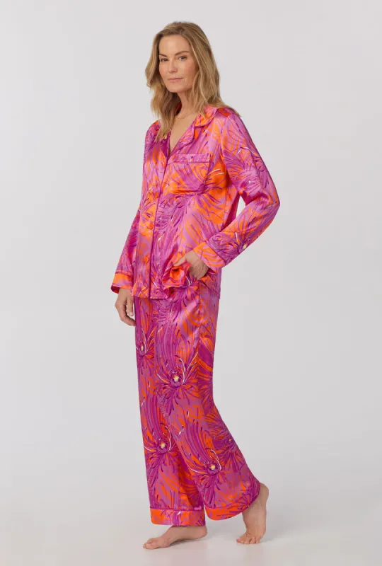 Bedhead x Trina Turk Fuji Mums Long Sleeve Classic Washable Silk PJ Set sold by BedHead