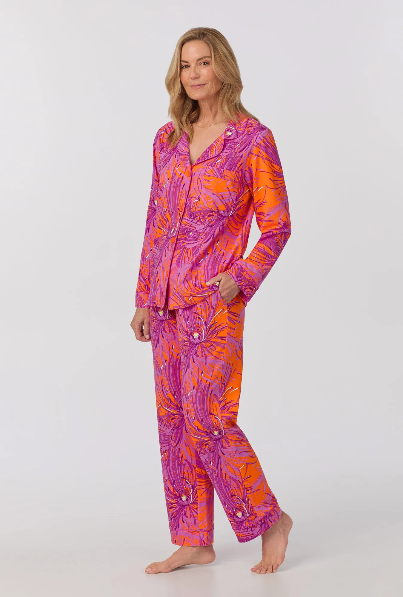 BedHead x Trina Turk Fuji Mums Women's Long Sleeve Classic Stretch Jersey PJ Set sold by BedHead product image thumbnail 2