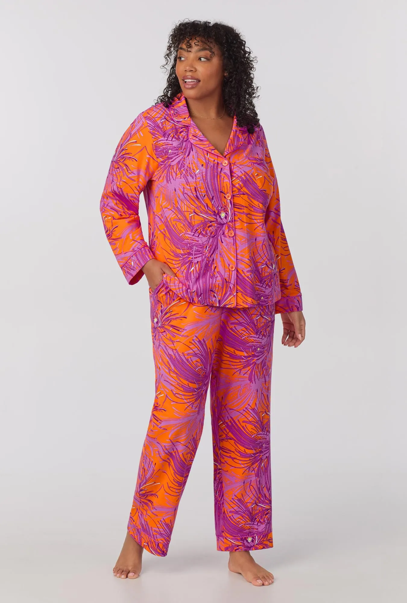 BedHead x Trina Turk Fuji Mums Women's Long Sleeve Classic Stretch Jersey PJ Set sold by BedHead product image thumbnail 4