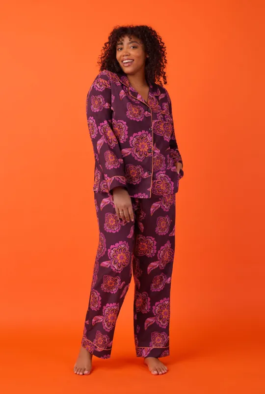 BedHead x Trina Turk African Floral Long Sleeve Classic Woven Cotton Poplin PJ Set sold by BedHead