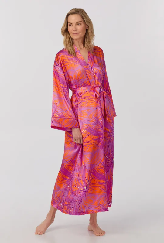 BedHead x Trina Turk Fuji Mums Banded Collar Washable Silk Robe sold by BedHead