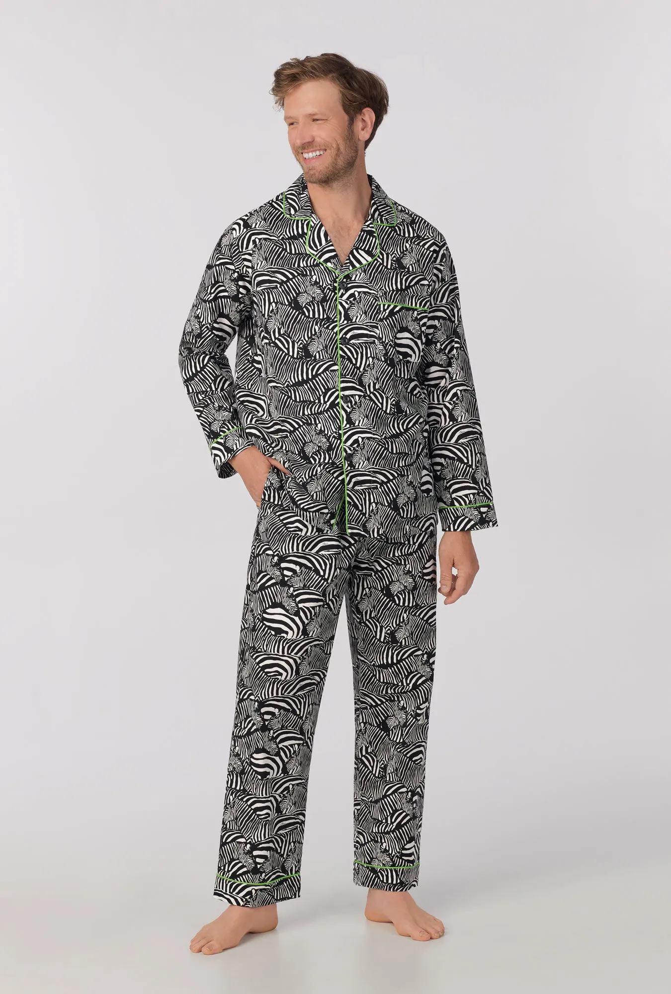 BedHead x Mr.Turk Zebra Safari Men's Long Sleeve Classic Woven Poplin PJ Set sold by BedHead product image thumbnail 2