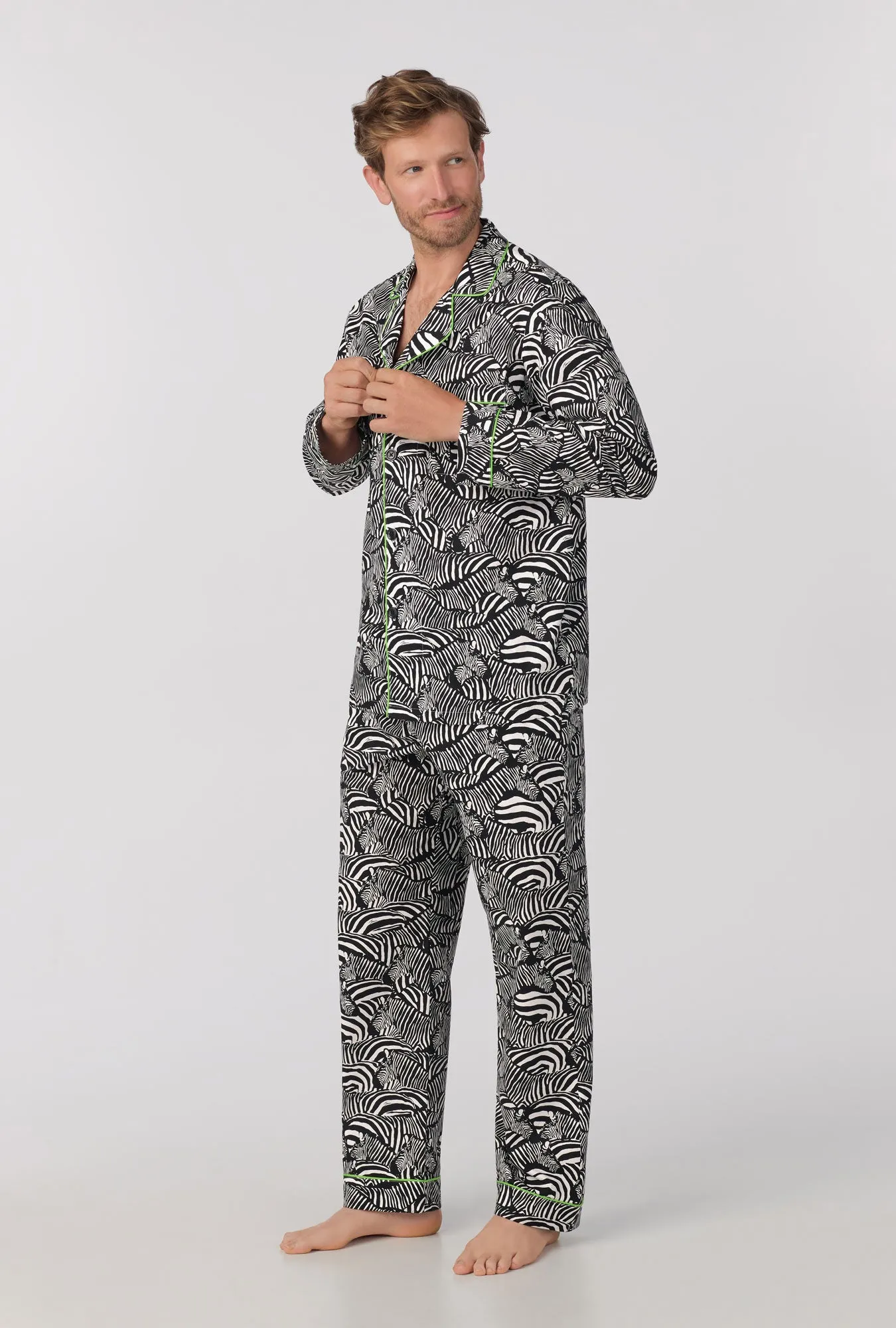 BedHead x Mr.Turk Zebra Safari Men's Long Sleeve Classic Woven Poplin PJ Set sold by BedHead product image thumbnail 3
