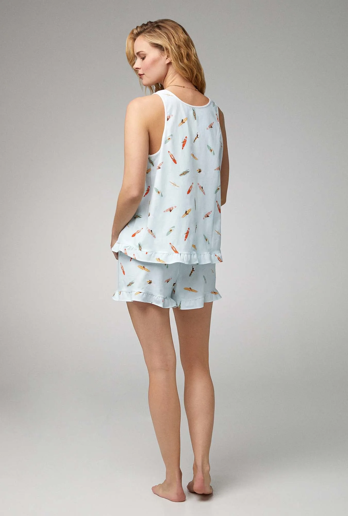 Retro Surf Ruffle Tank Shorty Stretch Jersey PJ Set sold by BedHead product image thumbnail 4