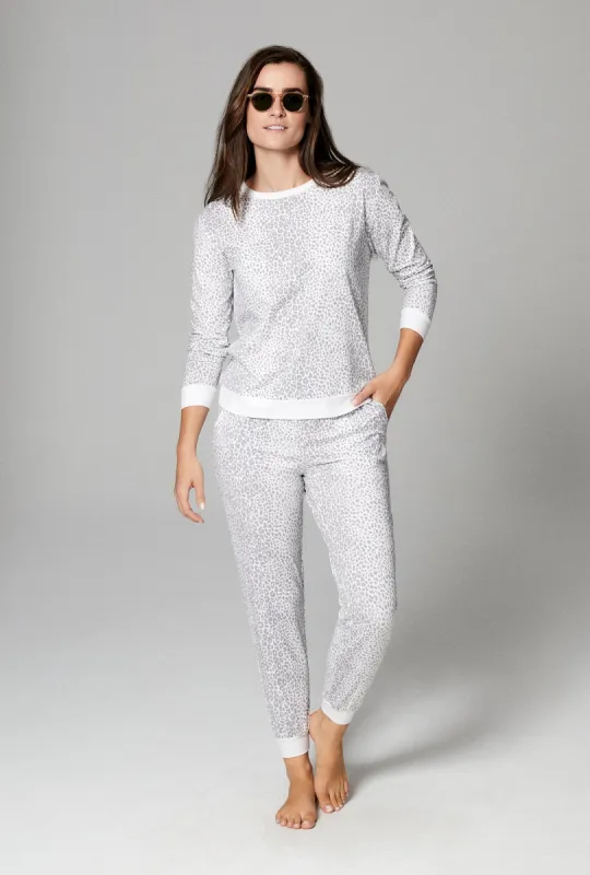 Snowcat Long Sleeve Pullover Crew and Jogger Stretch Jersey PJ Set sold by BedHead