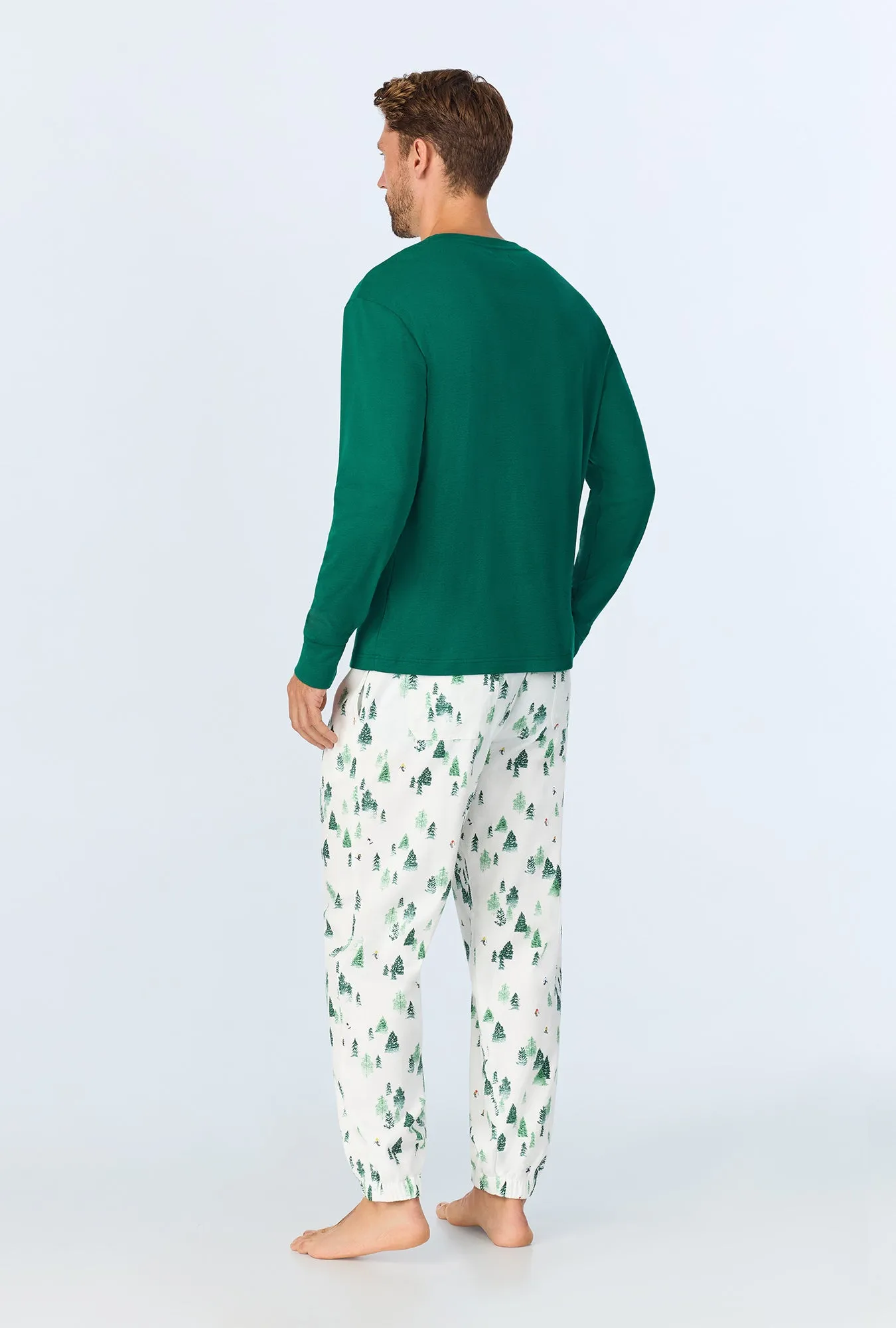 Hit the Slopes Men's Long Sleeve Henley and Jogger Woven Portuguese Flannel PJ Set sold by BedHead product image thumbnail 3