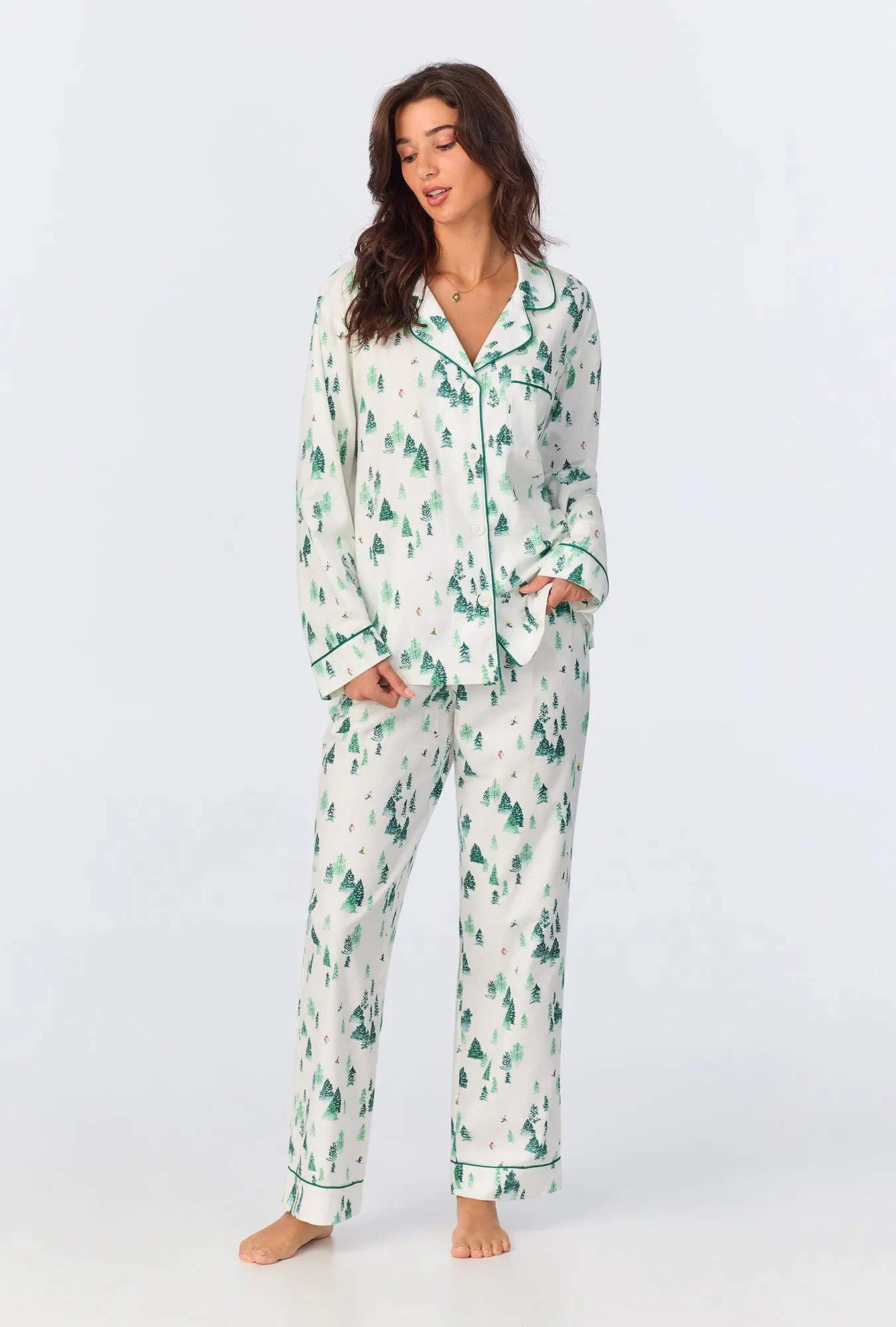 Hit the Slopes Long Sleeve Classic Woven Portuguese Flannel PJ Set sold by BedHead