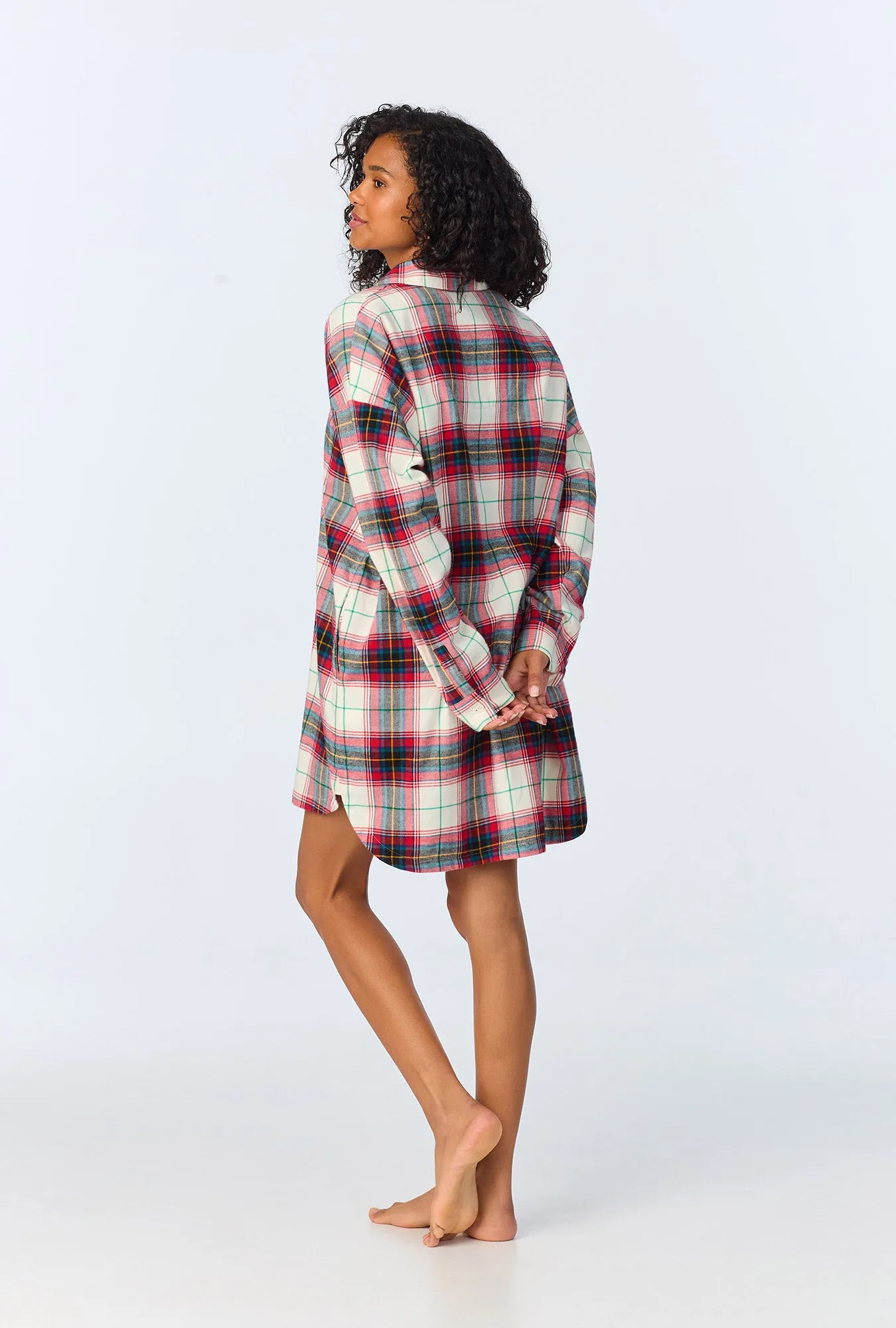 Winter Tartan High Low Woven Portuguese Flannel Boyfriend Shirt sold by BedHead product image thumbnail 3