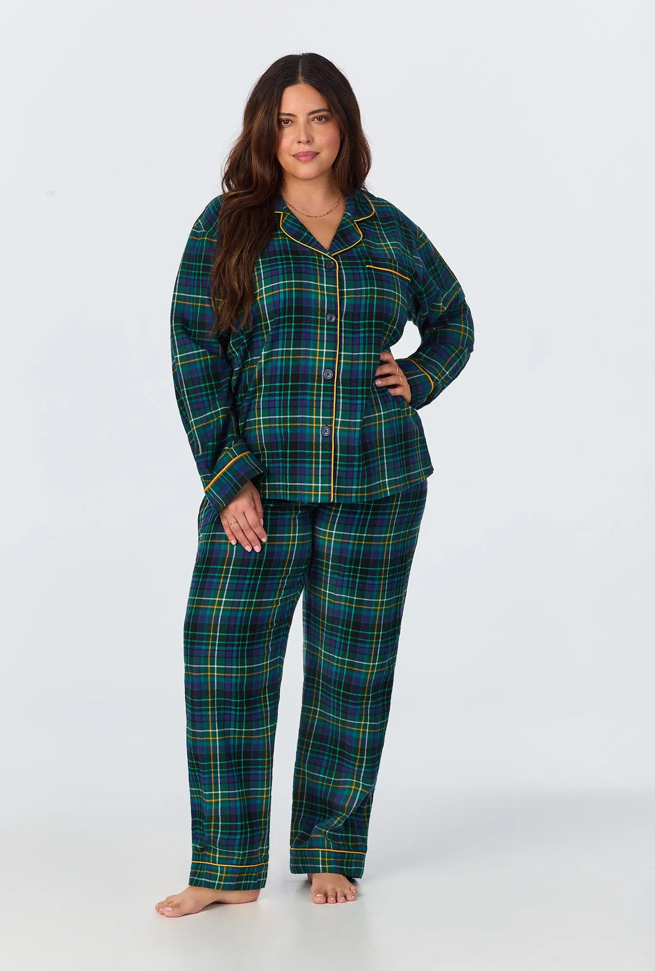 Celebration Plaid Long Sleeve Classic Woven Portuguese Flannel PJ Set sold by BedHead product image thumbnail 4