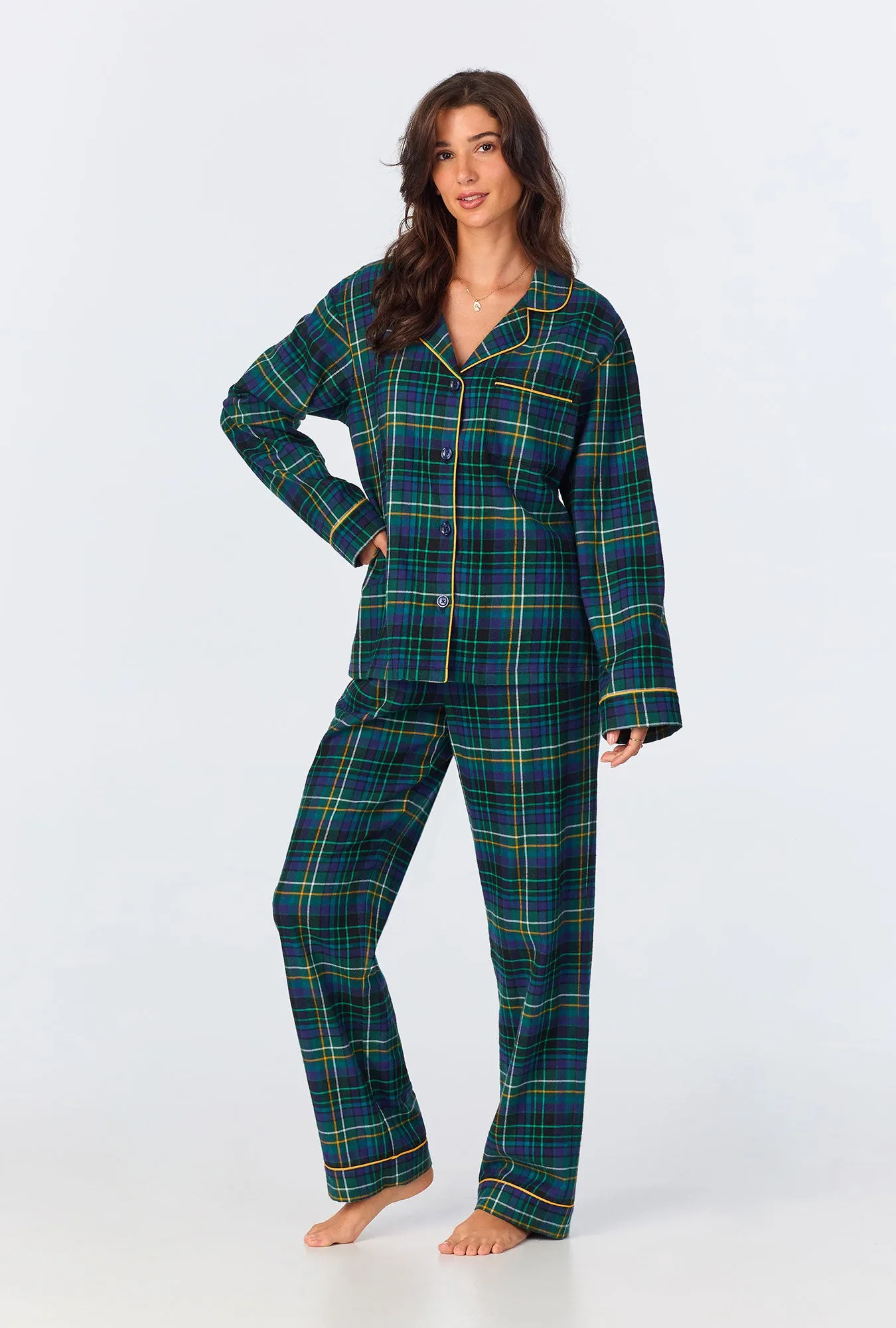 Celebration Plaid Long Sleeve Classic Woven Portuguese Flannel PJ Set sold by BedHead product image thumbnail 2